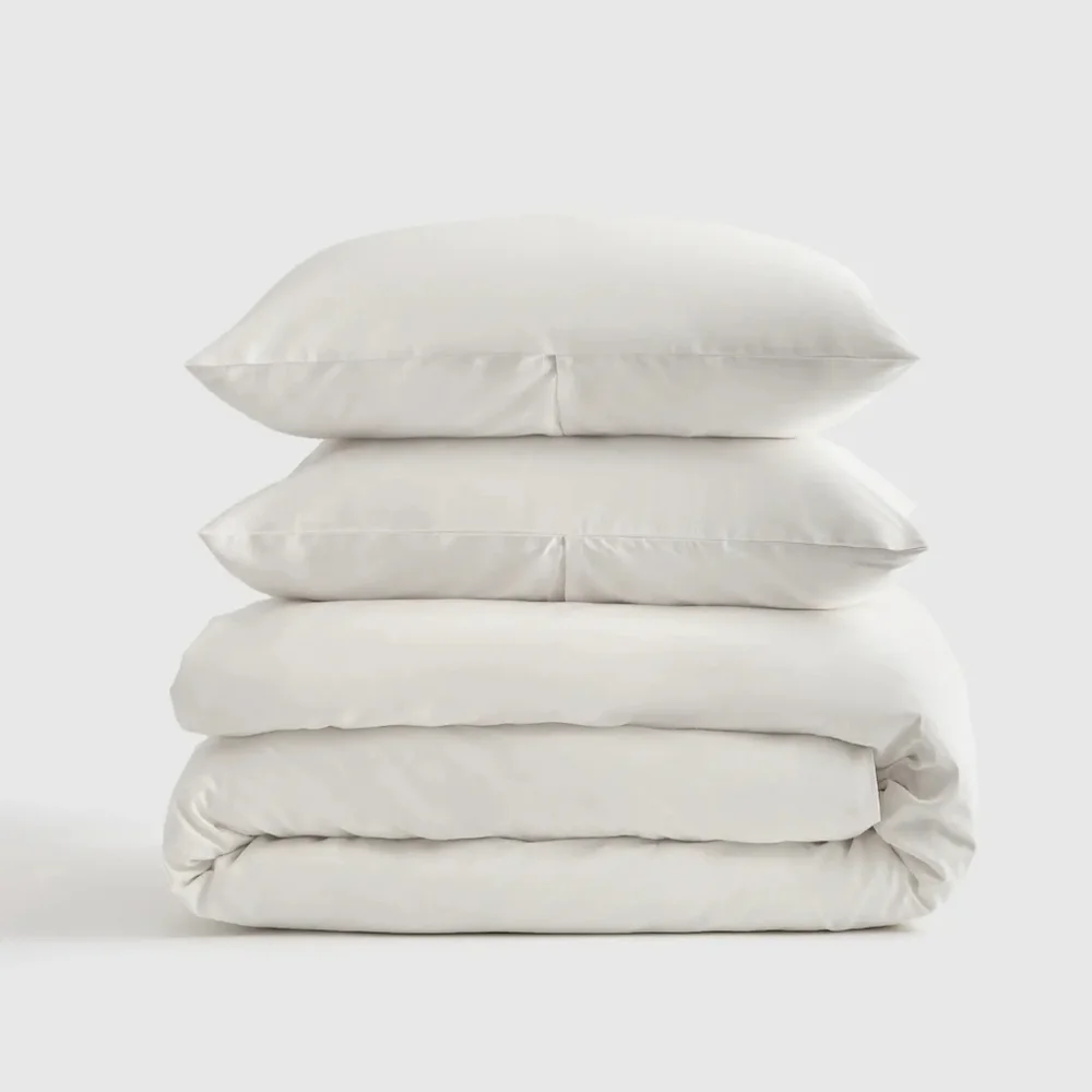 Quince 100% Organic Cotton Sateen White Duvet & Shams! King/ Cal King (760)
